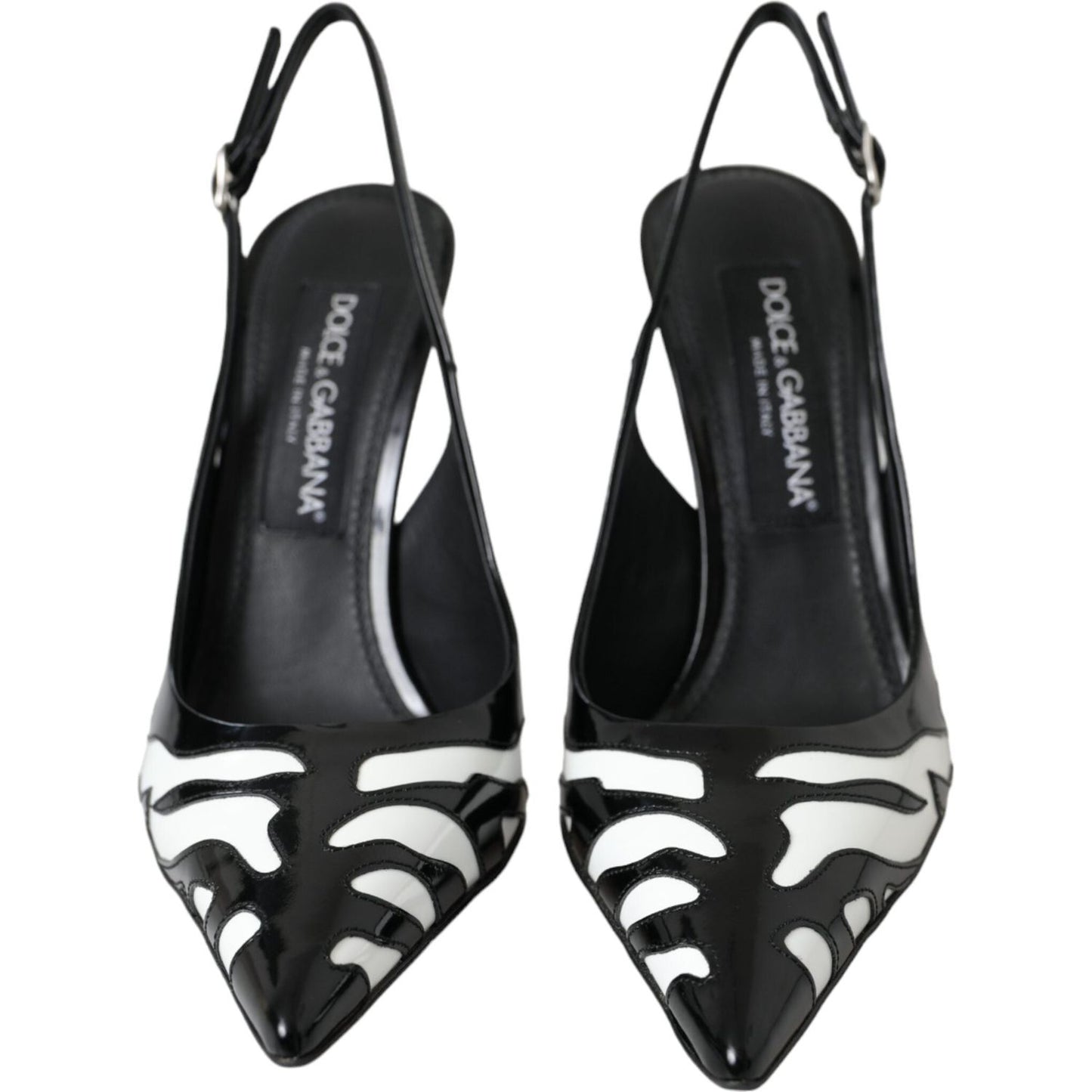 Dolce & Gabbana Black White Zebra Leather Slingback Shoes Dolce & Gabbana