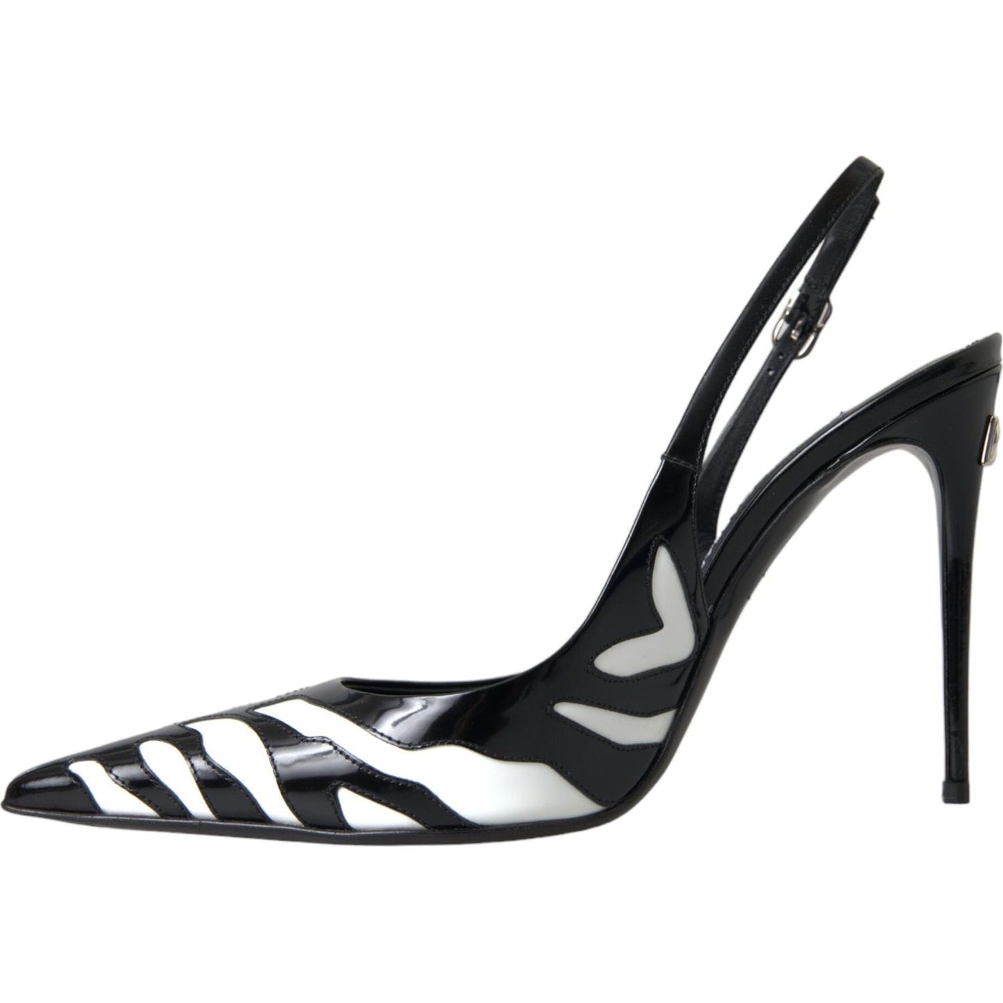 Dolce & Gabbana Black White Zebra Leather Slingback Shoes Dolce & Gabbana