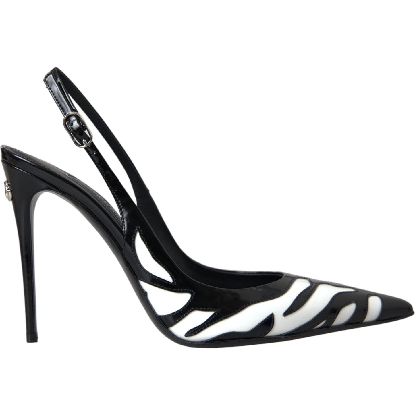 Dolce & Gabbana Black White Zebra Leather Slingback Shoes Dolce & Gabbana