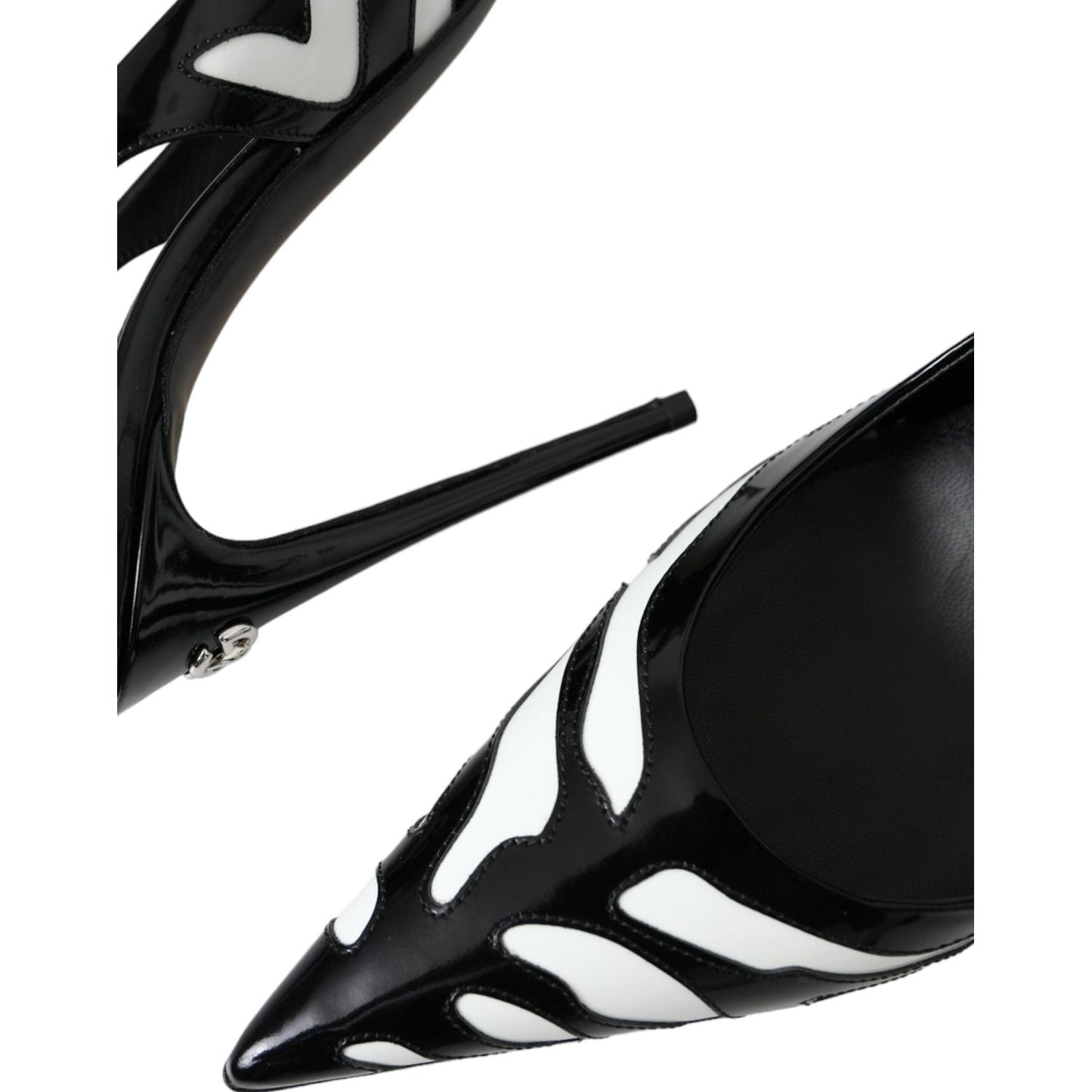 Dolce & Gabbana Black White Zebra Leather Slingback Shoes Dolce & Gabbana