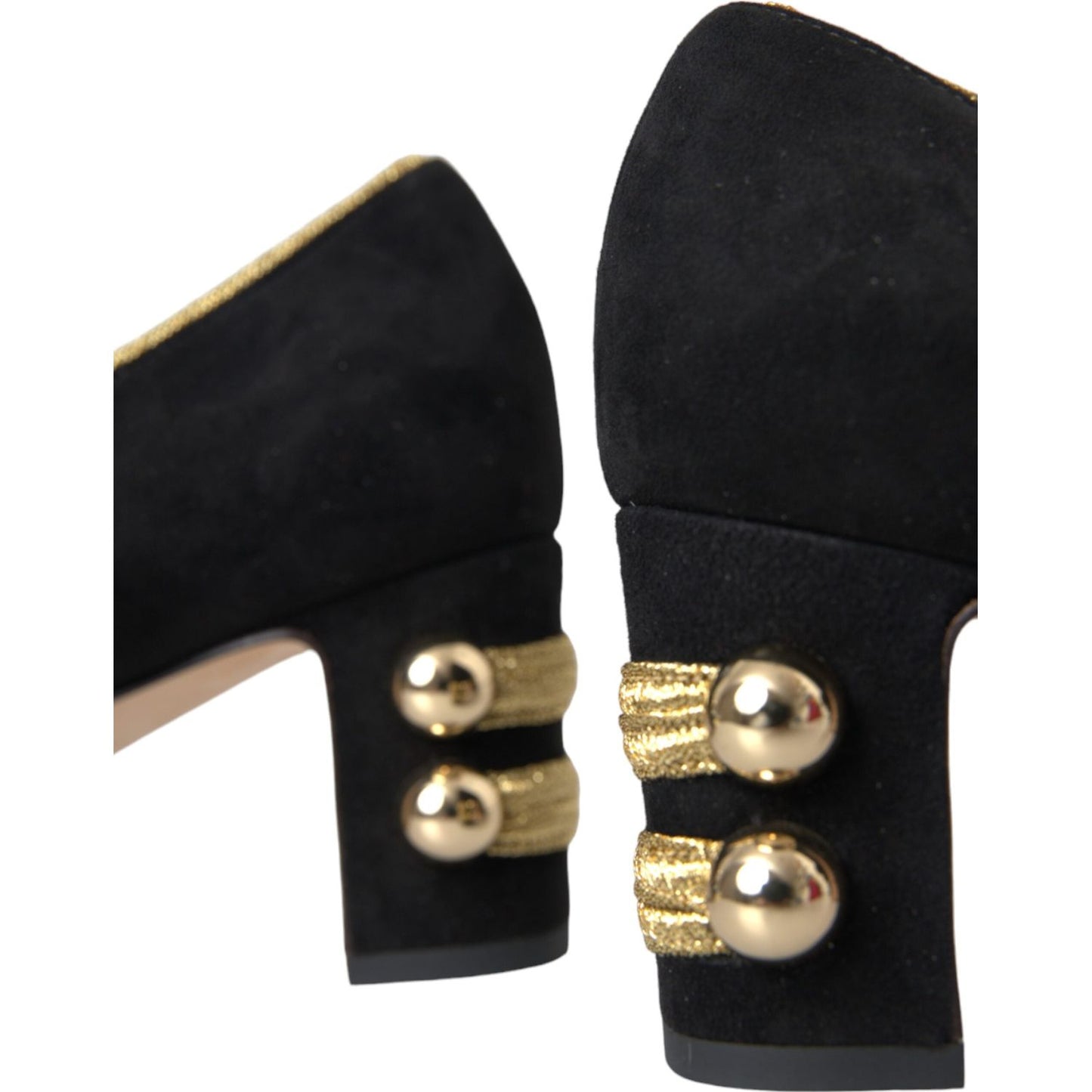 Dolce & Gabbana Black Suede Gold Mary Janes Heels Pumps Shoes Dolce & Gabbana