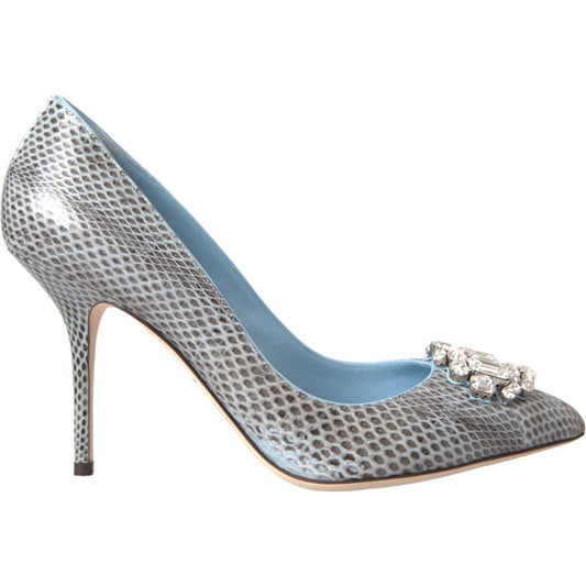 Light Blue Exotic Leather Crystal Bellucci Shoes