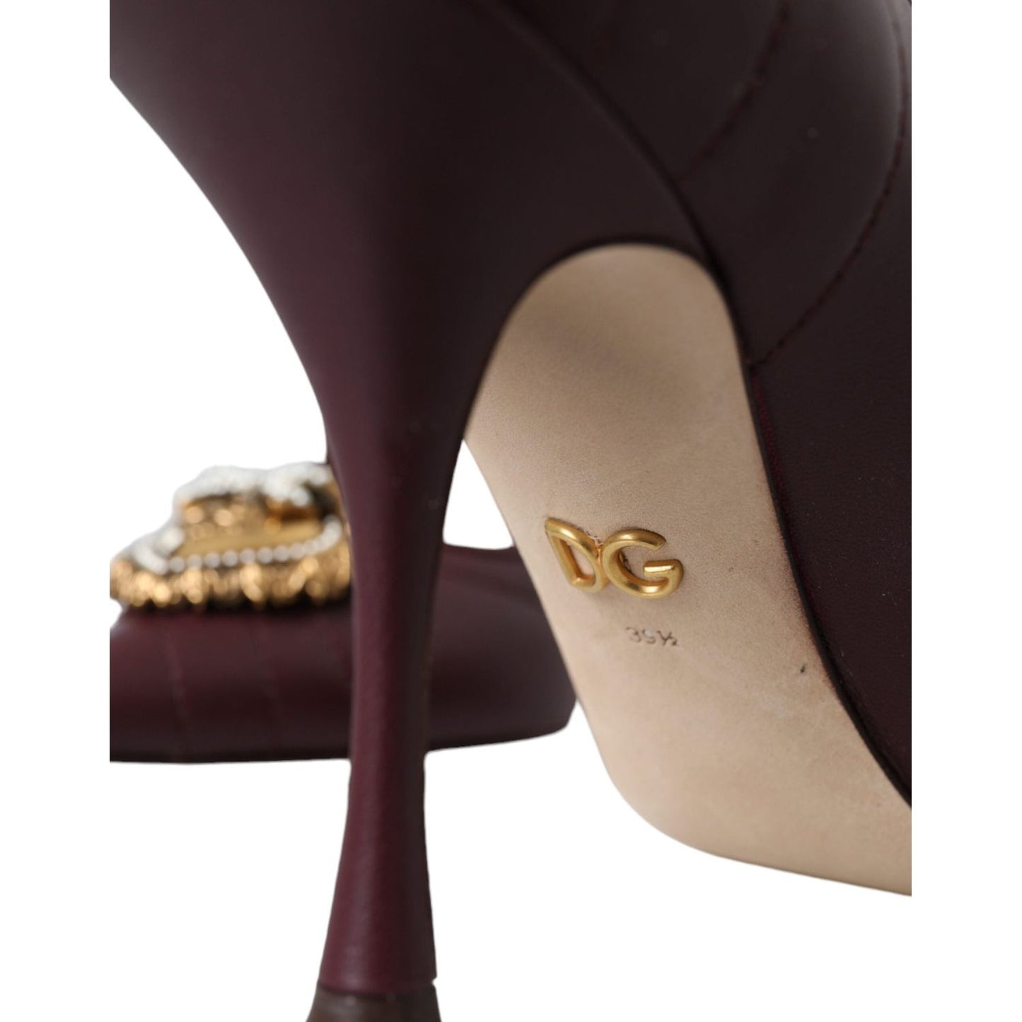 Dolce & Gabbana Bordeaux Leather Heart DEVOTION Pumps Shoes Dolce & Gabbana