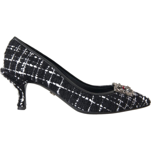 Black White Tweed DG Amore Heels Pumps Shoes