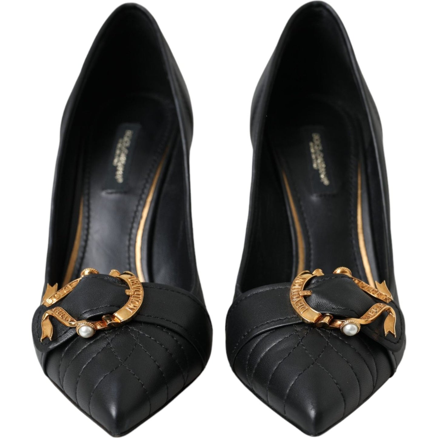 Dolce & Gabbana Black Devotion Leather Heels Pumps Shoes Dolce & Gabbana