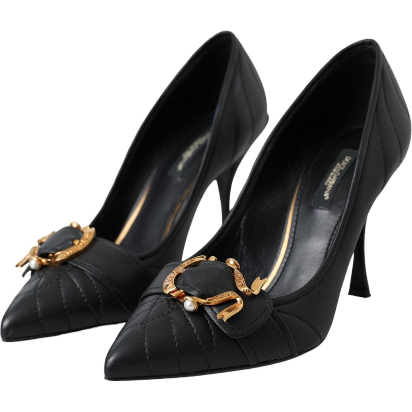 Dolce & Gabbana Black Devotion Leather Heels Pumps Shoes Dolce & Gabbana