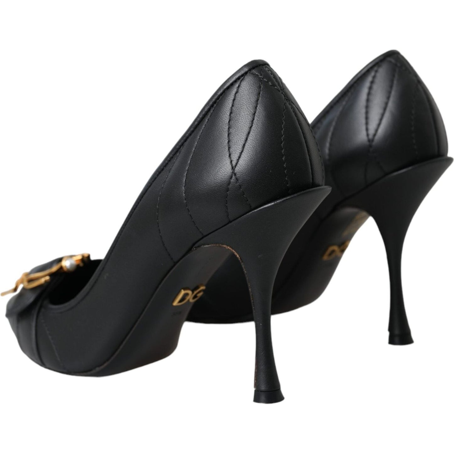 Dolce & Gabbana Black Devotion Leather Heels Pumps Shoes Dolce & Gabbana