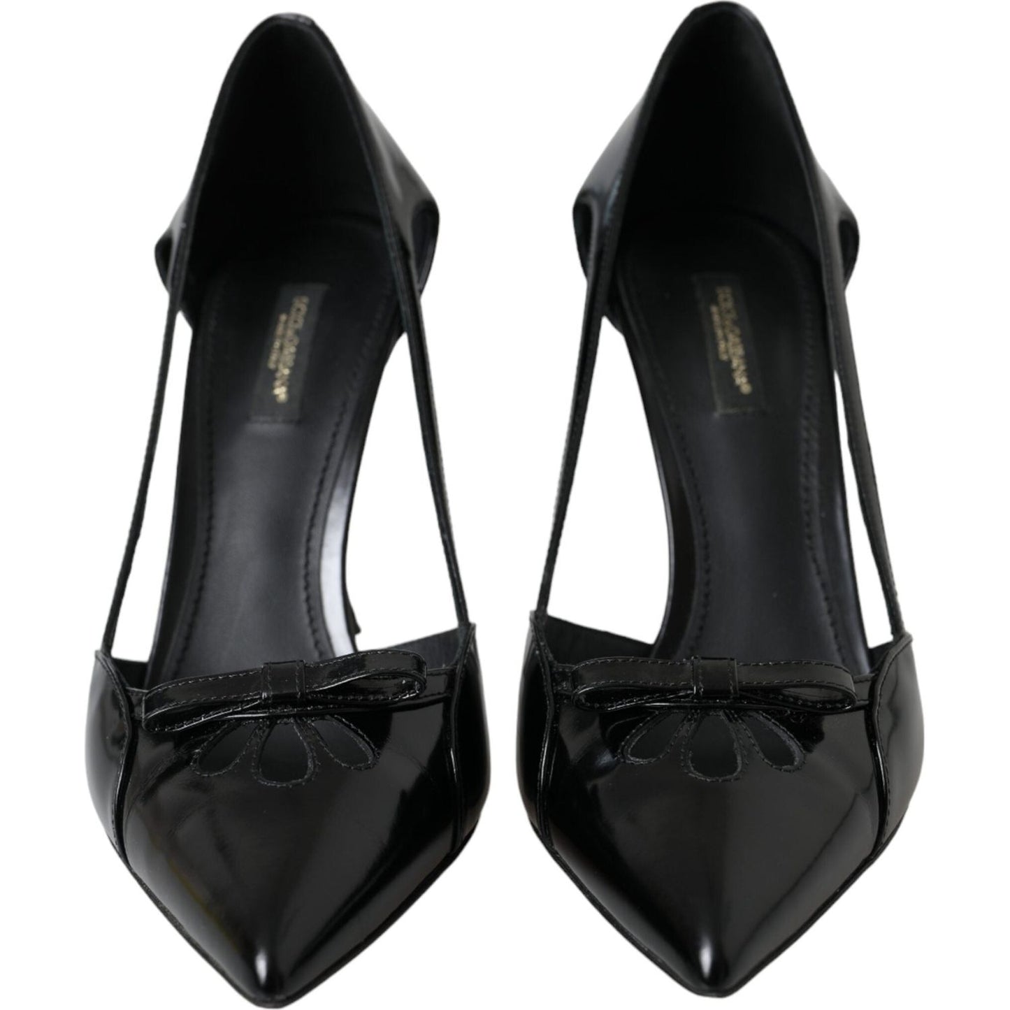 Dolce & Gabbana Black Calf Leather Pointed Heels Pumps Shoes Dolce & Gabbana