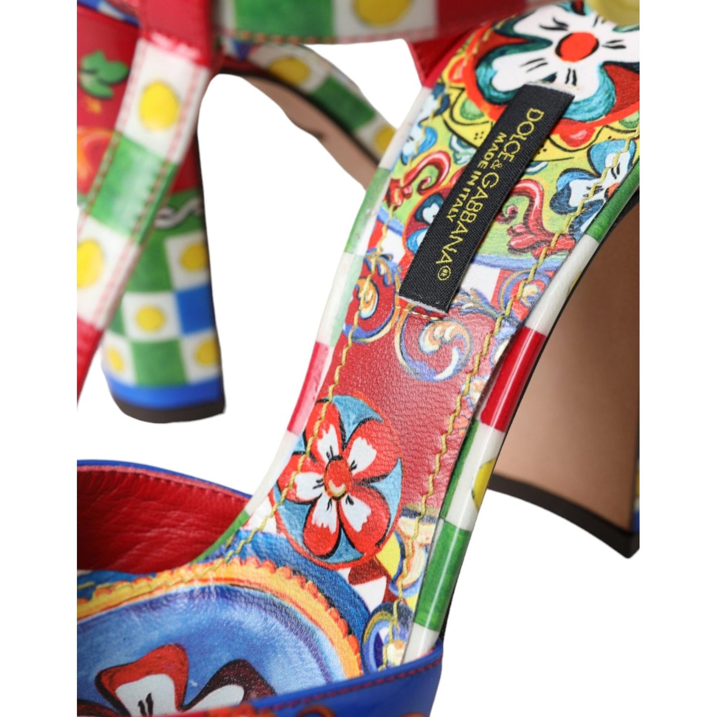 Dolce & Gabbana Multicolor Carretto T-strap Sandals Shoes Dolce & Gabbana