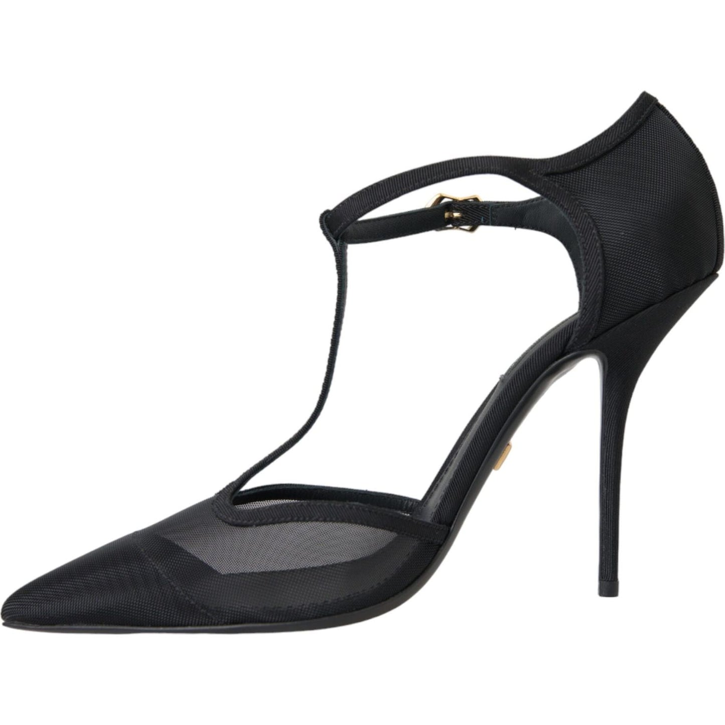 Dolce & Gabbana Black Mesh T-strap Stiletto Heel Pumps Shoes Dolce & Gabbana