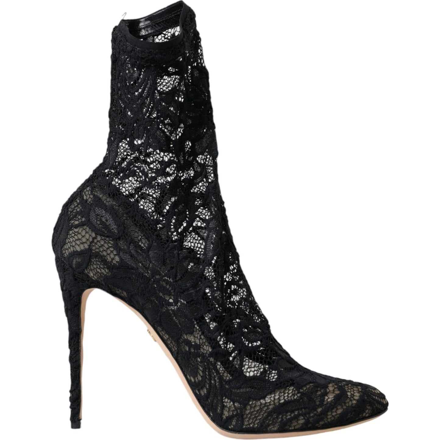 Dolce & Gabbana Black Stretch Taormina Lace Boots Shoes Dolce & Gabbana