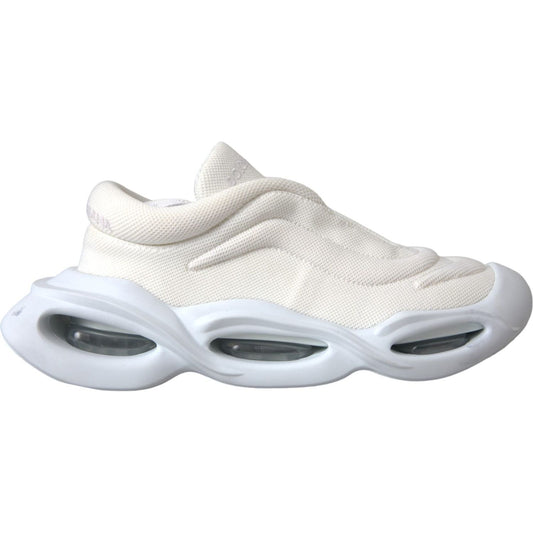 White Padded Fabric Wave Low Top Sneakers Shoes