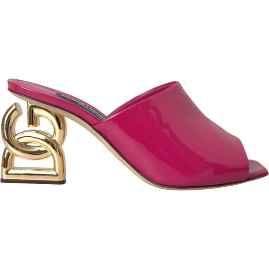 Dolce & Gabbana Fuchsia DG Logo Heels Slides Sandals Shoes Dolce & Gabbana