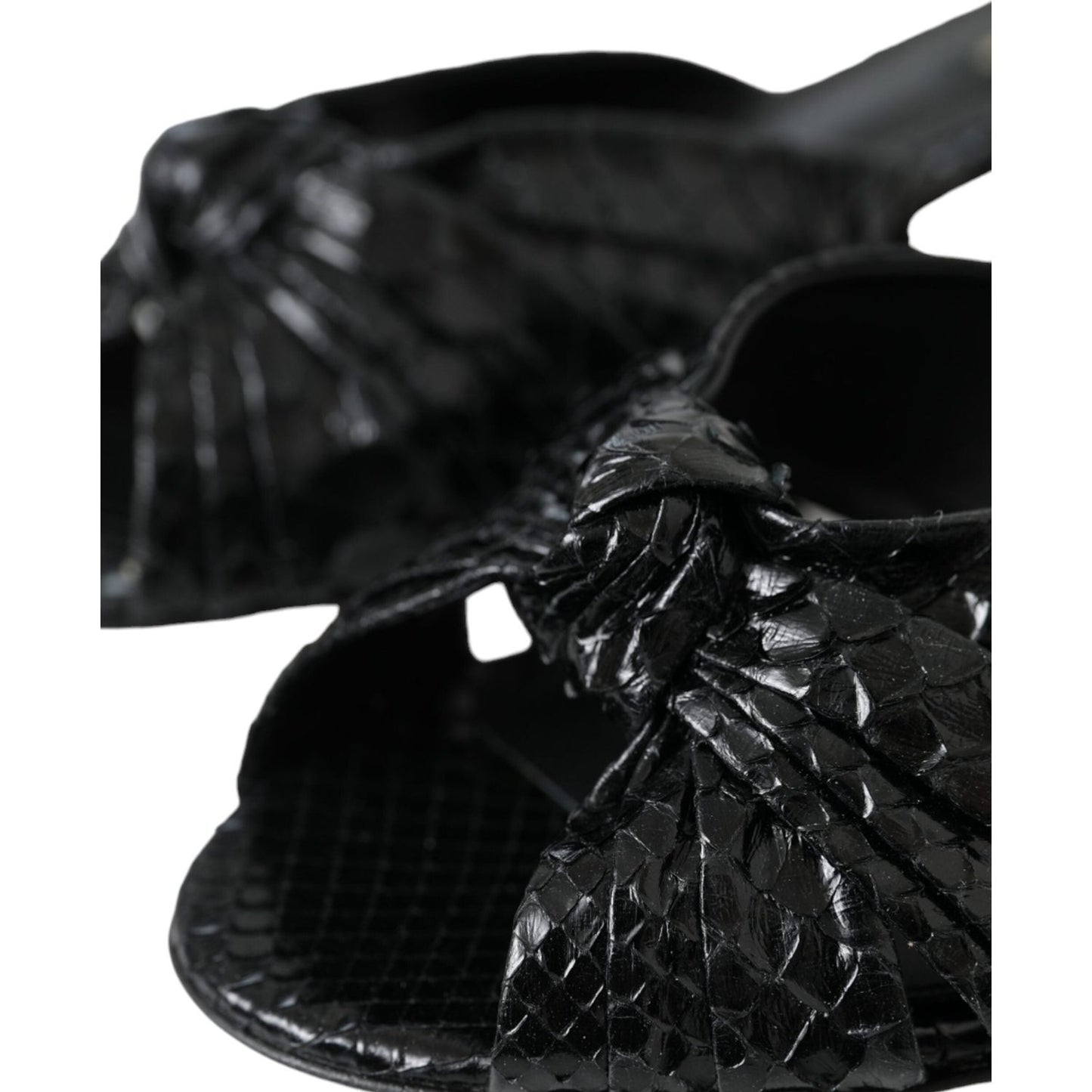 Dolce & Gabbana Black Exotic Leather Heels Slides Shoes Dolce & Gabbana