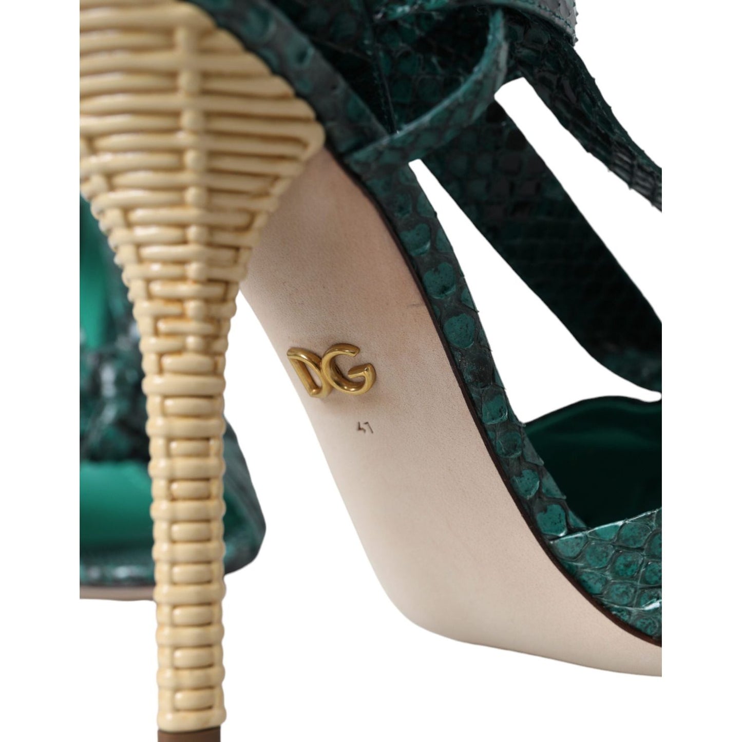 Dolce & Gabbana Green Exotic Leather Heels Sandals Shoes Dolce & Gabbana