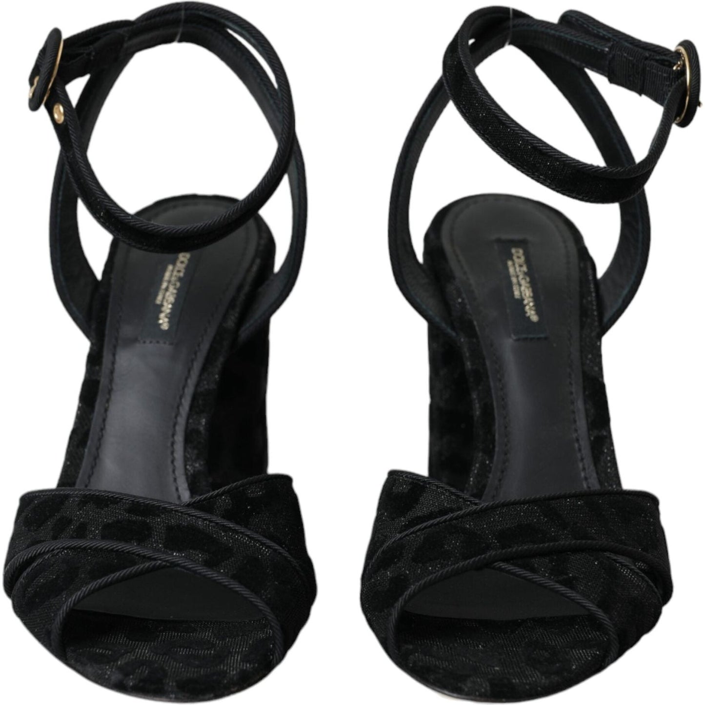 Dolce & Gabbana Black Leopard Suede Heels Sandals Shoes Dolce & Gabbana