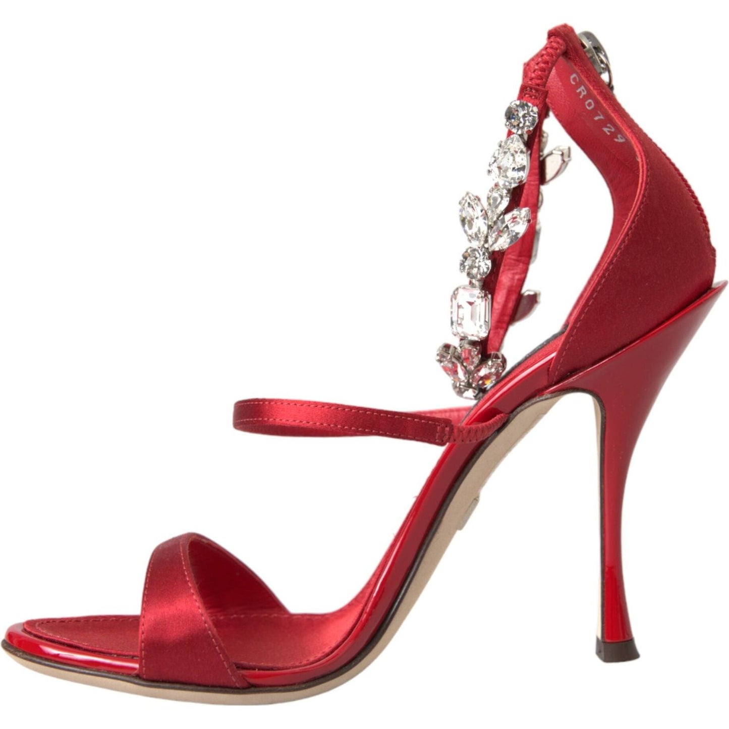 Dolce & Gabbana Red Keira Satin Crystals Sandals Heels Shoes Dolce & Gabbana