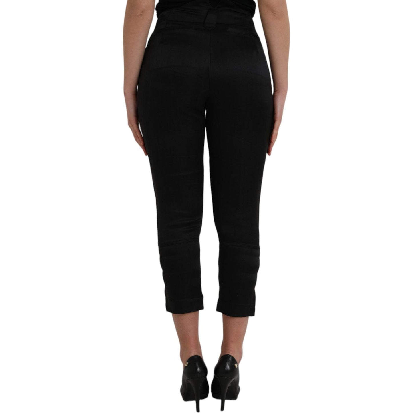 Ermanno Scervino Black High Waist Capri Cropped Pants Ermanno Scervino