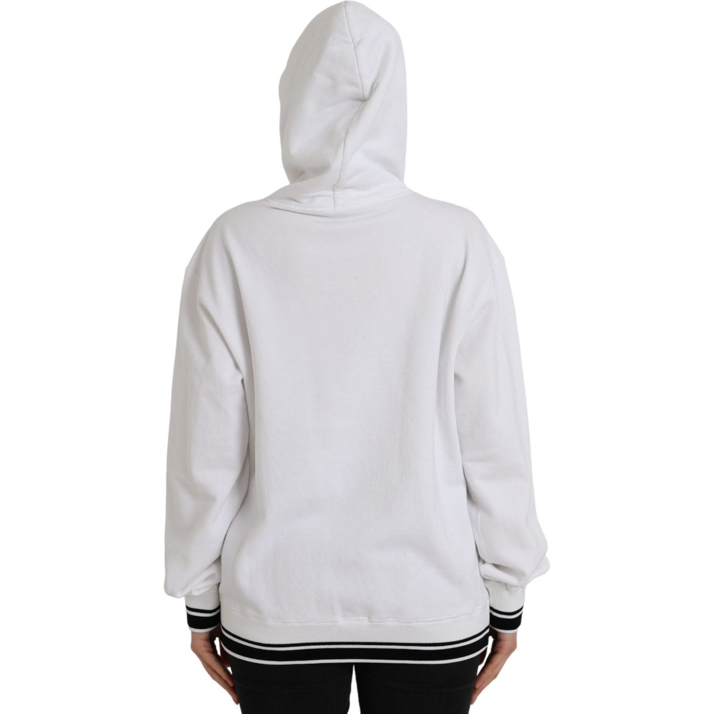 Dolce & Gabbana White Cotton Logo Hoodie Pullover Sweater Dolce & Gabbana