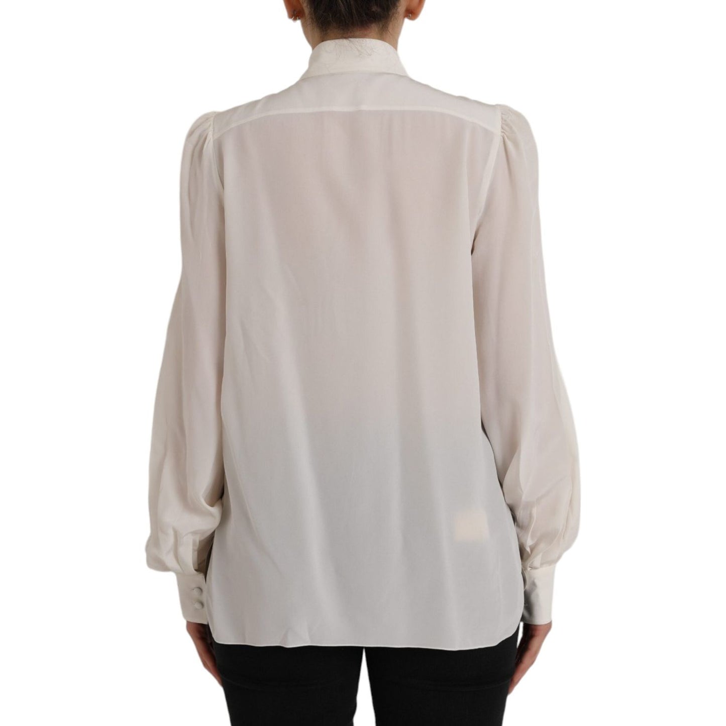 Dolce & Gabbana Off White Long Sleeve Button Down Blouse Top Dolce & Gabbana