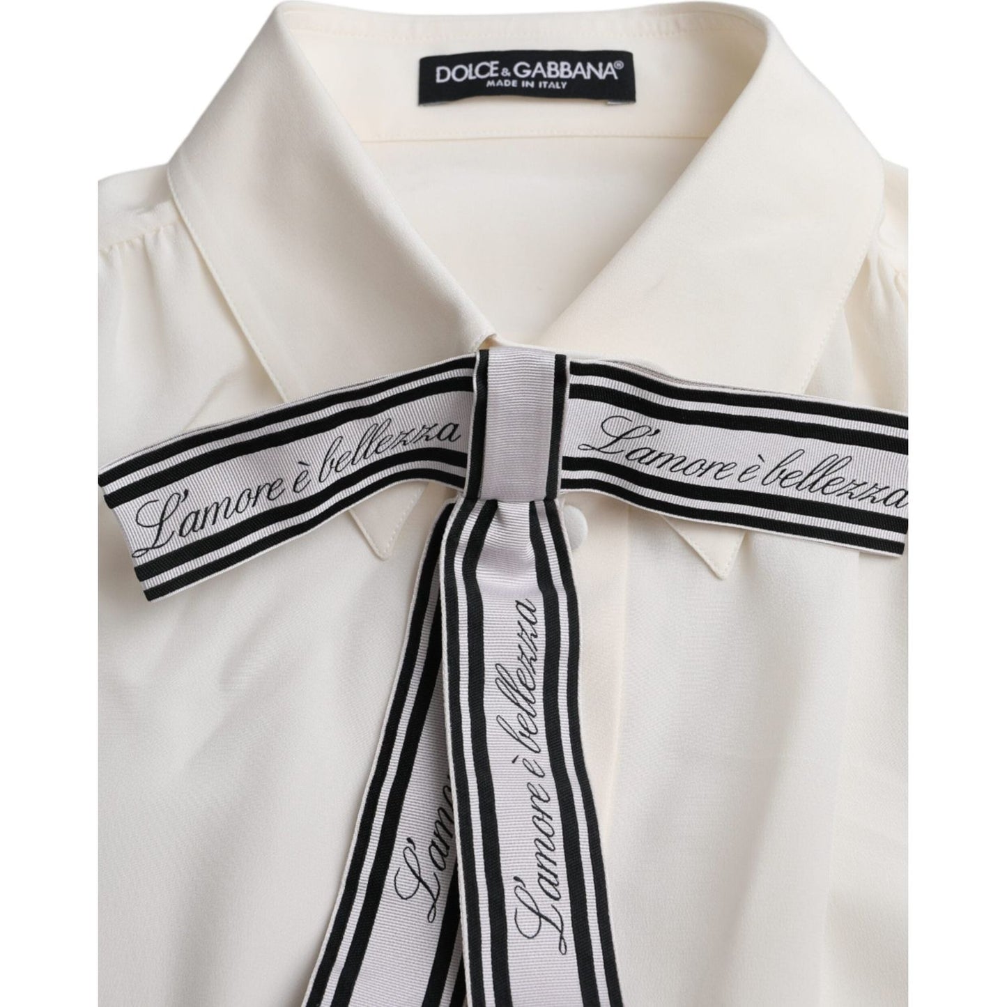 Dolce & Gabbana Off White Long Sleeve Button Down Blouse Top Dolce & Gabbana