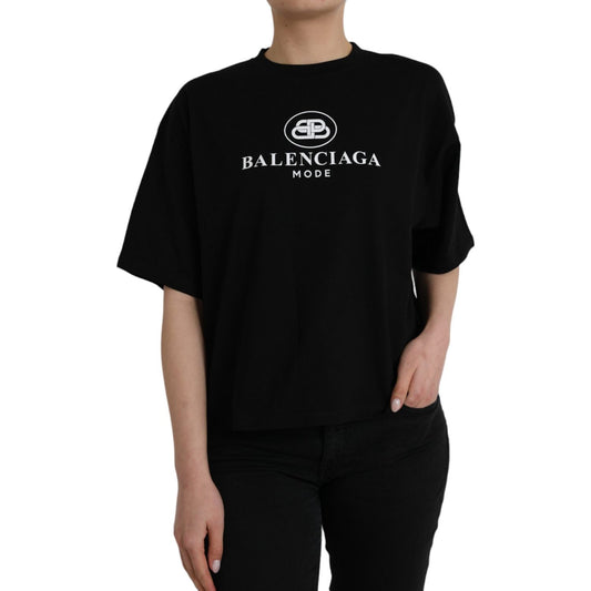 Balenciaga Black Cotton Logo Crew Neck Short Sleeves T-shirt Balenciaga