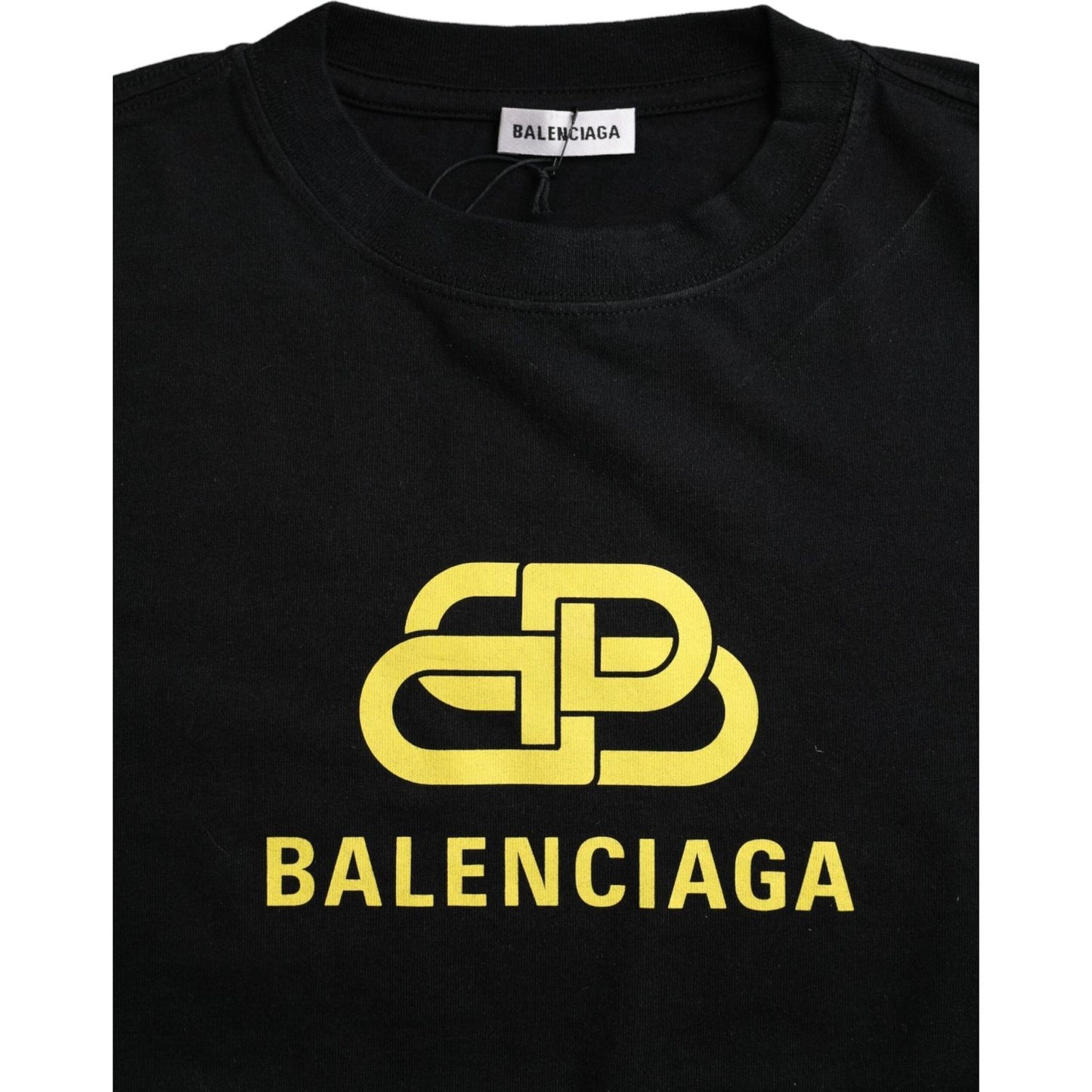 Balenciaga Black Cotton Logo Crew Neck Short Sleeves T-shirt