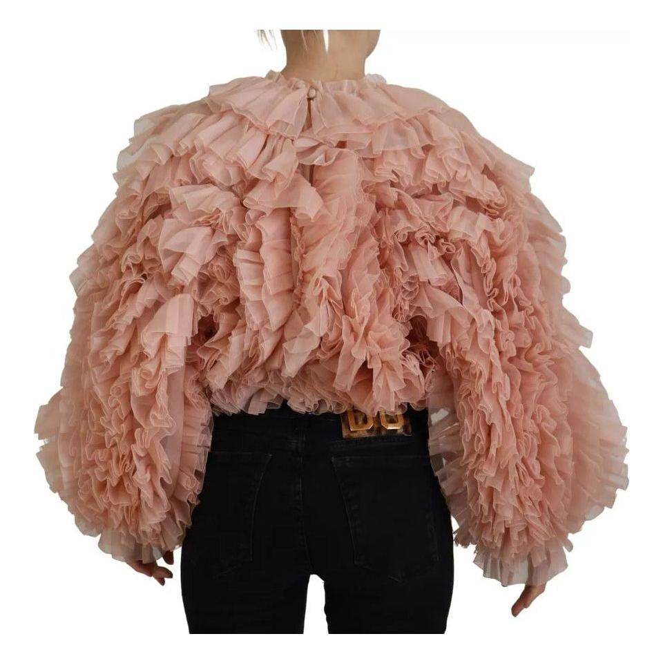 Dolce & Gabbana Pink Ruffles Long Sleeves Pullover Sweater Dolce & Gabbana