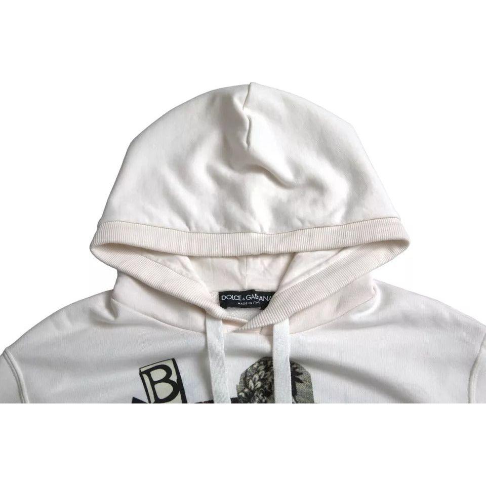 Dolce & Gabbana White Caesar Cotton Hooded Pullover Sweater