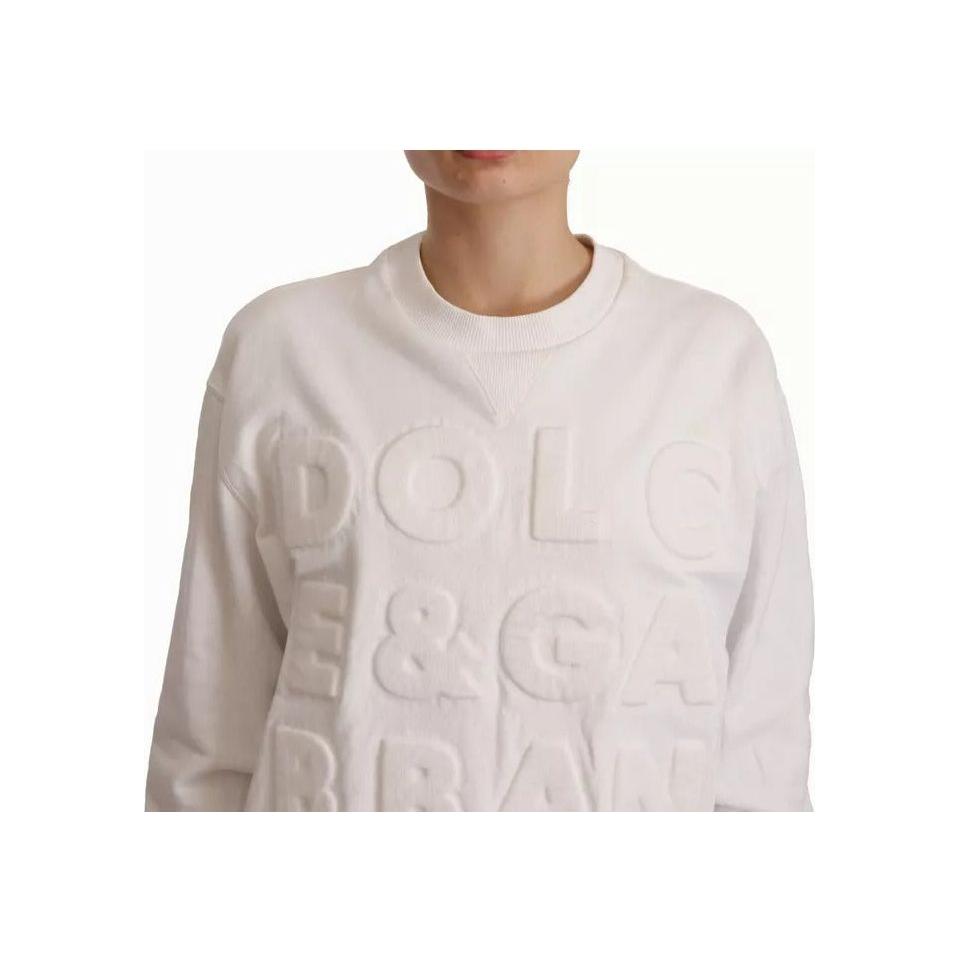 Dolce & Gabbana White Logo Embossed Cotton Sweatshirt Sweater Dolce & Gabbana