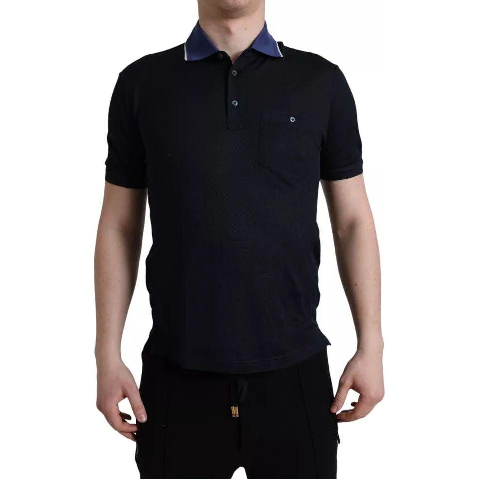 Dolce & Gabbana Navy Blue Collared Short Sleeve Polo T-shirt Dolce & Gabbana