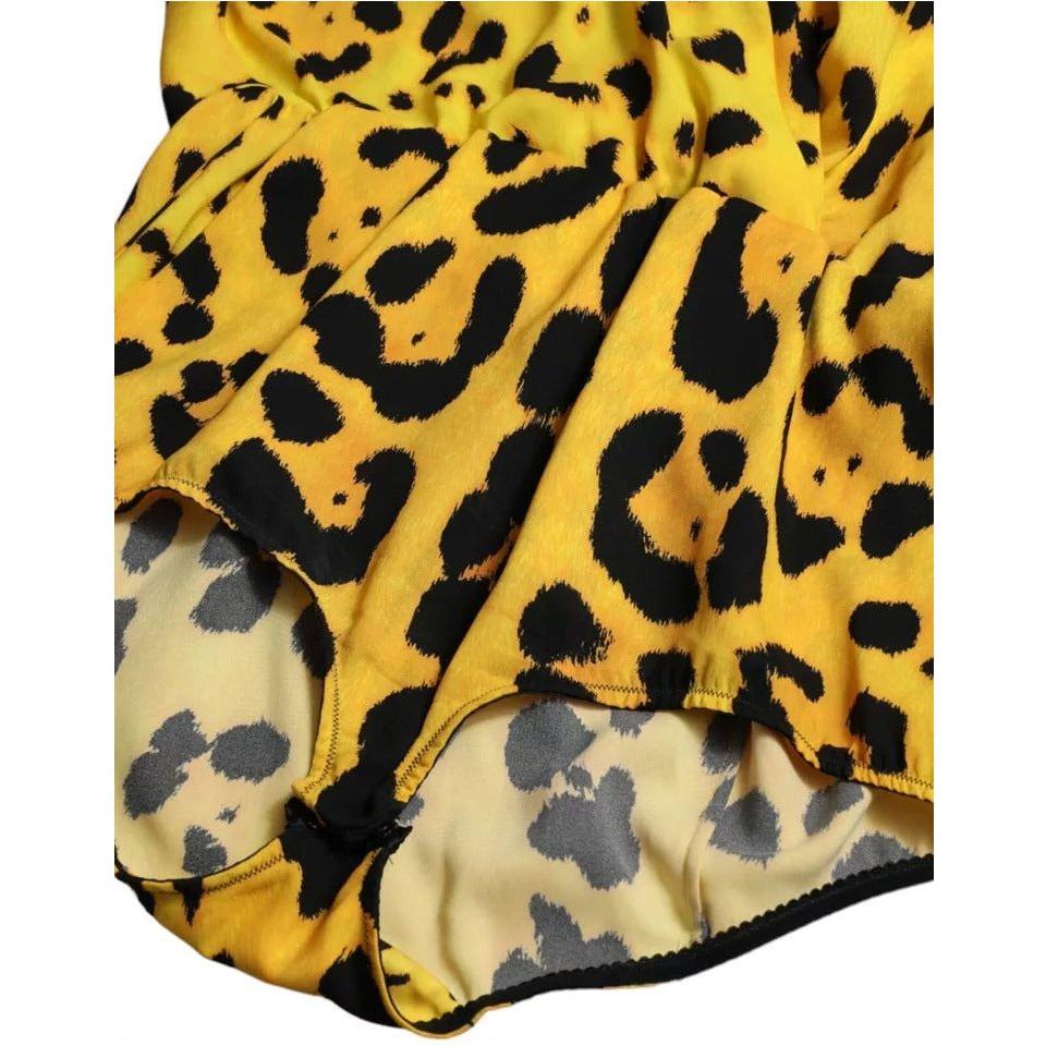 Dolce & Gabbana Yellow Leopard Print Long Sleeves Top Blouse Dolce & Gabbana