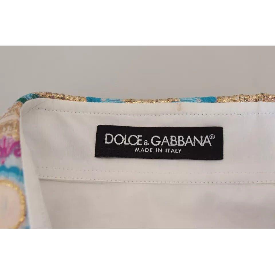 Dolce & Gabbana White Floral Jacquard Cotton Long Sleeves Top Dolce & Gabbana