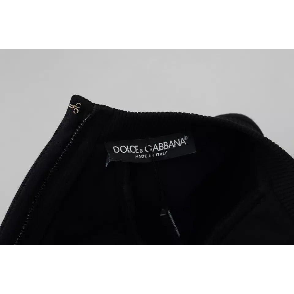 Dolce & Gabbana Black Long Sleeves A-line Mini Cotton Dress Dolce & Gabbana