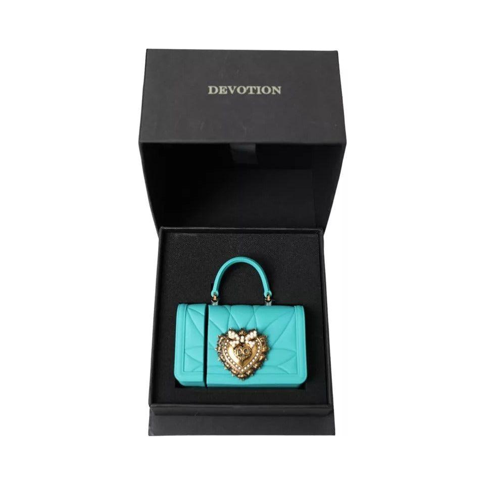 Dolce & Gabbana Turquoise Silicone Devotion Heart Bag Cover Hand Airpods Case Dolce & Gabbana