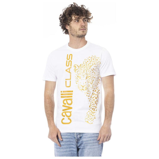 Cavalli Class Beige Cotton T-Shirt Cavalli Class