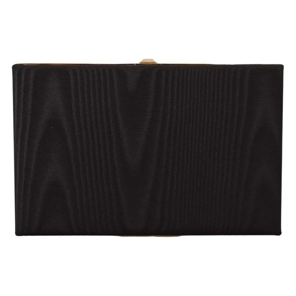 Dolce & Gabbana Black Silk Gold Frame Clutch Evening Party Purse Bag