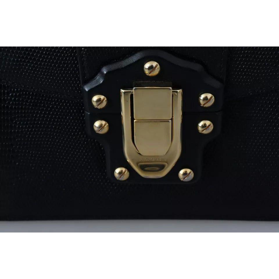 Dolce & Gabbana Black Leather Gold Metal Mini Women Purse Bag Lucia Wallet Dolce & Gabbana