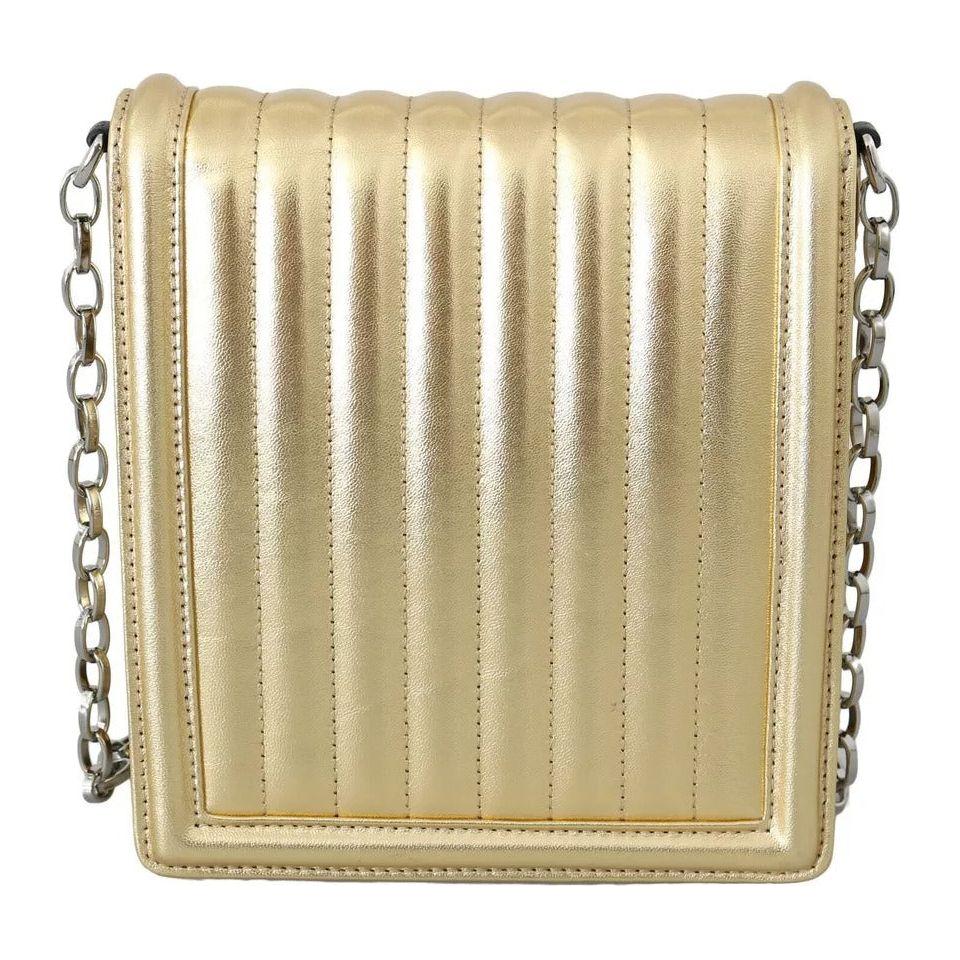 Dolce & Gabbana Gold Shoulder #DG GIRLS Leather Sling Clutch Purse Bag Dolce & Gabbana