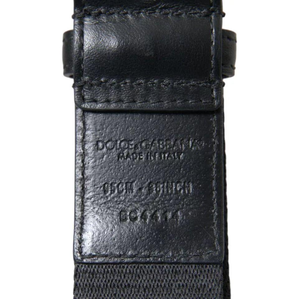 Dolce & Gabbana Black Blue Leather Silver Metal Buckle Belt Dolce & Gabbana