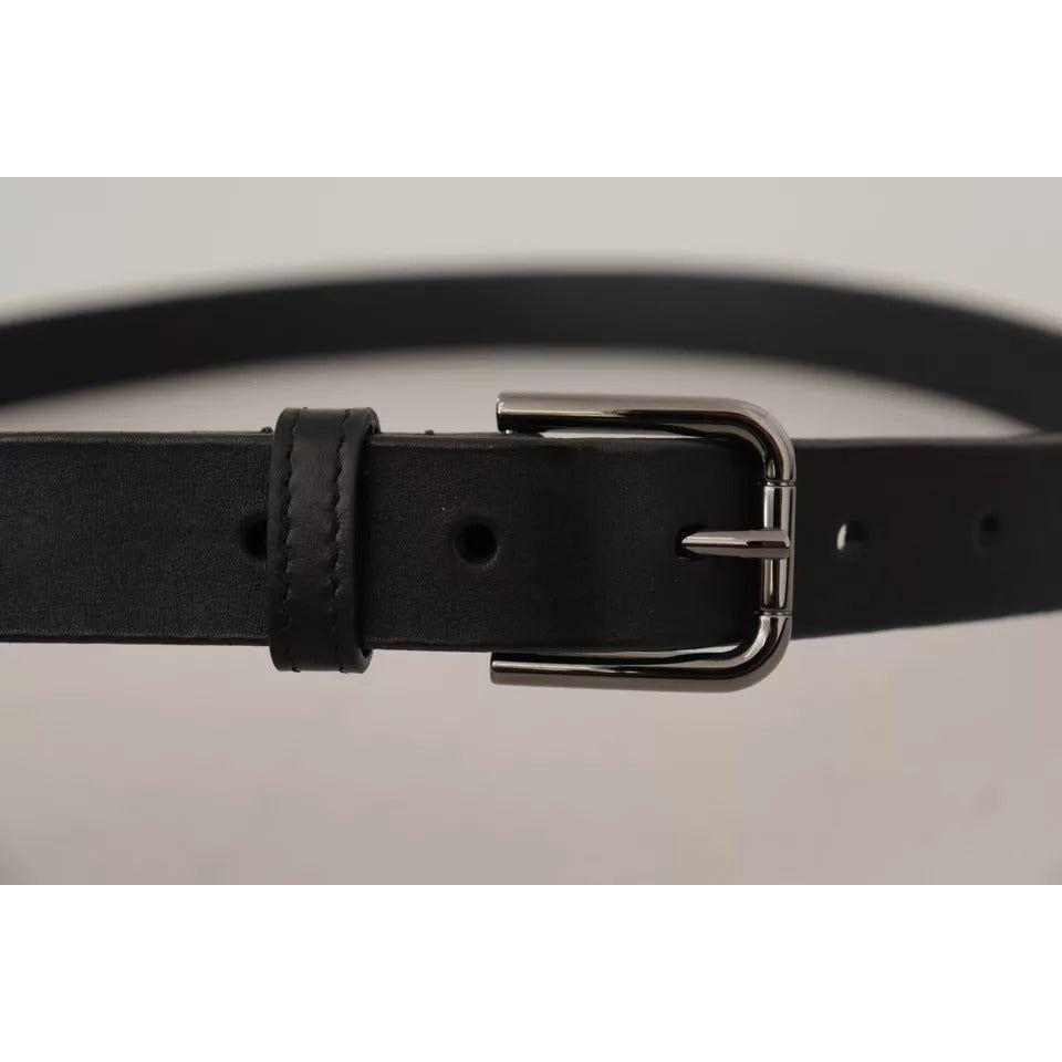 Dolce & Gabbana Black Calf Leather Classic Metal Logo Buckle Belt Dolce & Gabbana