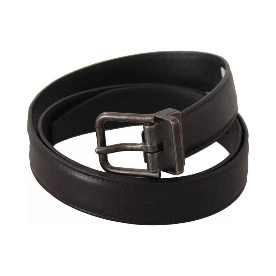 Dolce & Gabbana Black Calf Leather Antique Buckle Men Belt Dolce & Gabbana