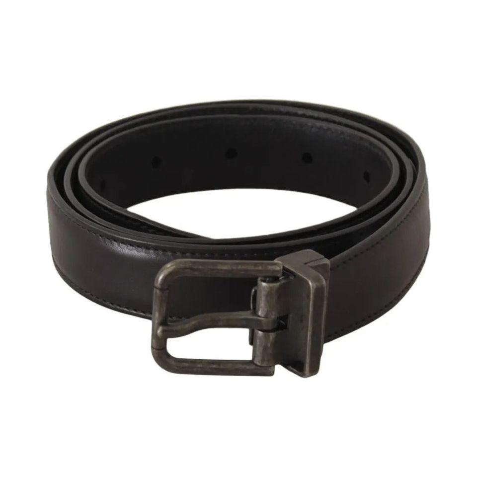 Dolce & Gabbana Black Calf Leather Antique Buckle Men Belt Dolce & Gabbana