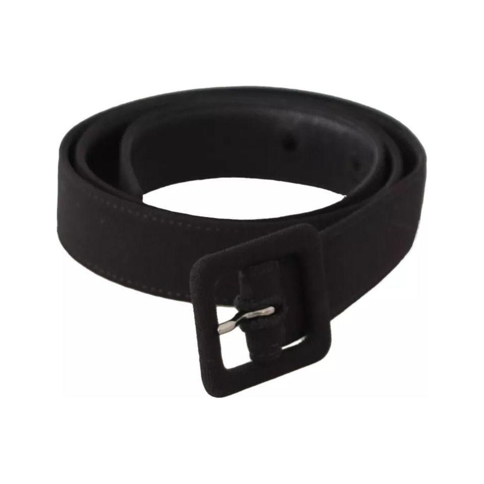 Dolce & Gabbana Black Velvet Leather Logo Waist Buckle Belt Dolce & Gabbana