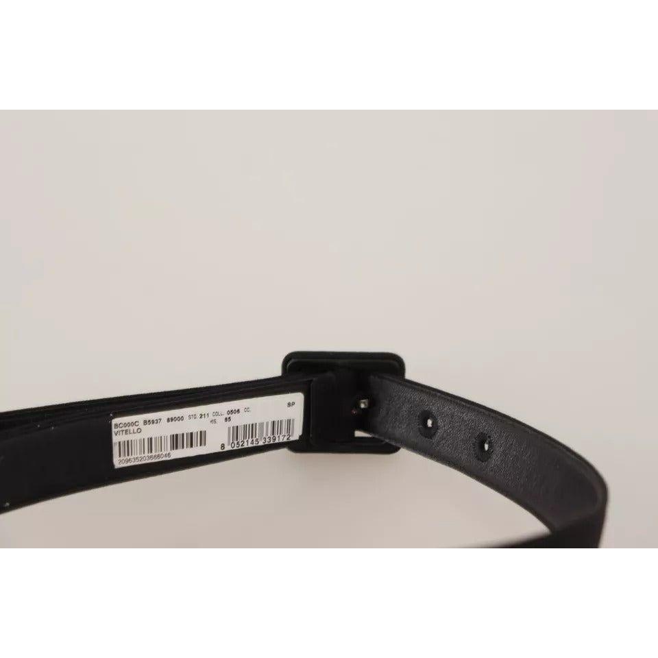 Dolce & Gabbana Black Velvet Leather Logo Waist Buckle Belt Dolce & Gabbana