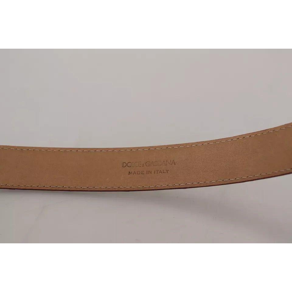 Dolce & Gabbana Brown Leather Gold Engraved Metal Buckle Belt Dolce & Gabbana