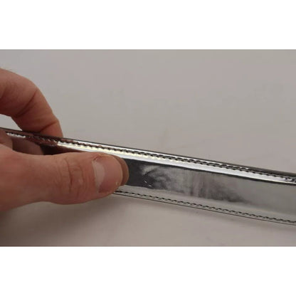 Dolce & Gabbana Silver Leather Metal Buckle Belt