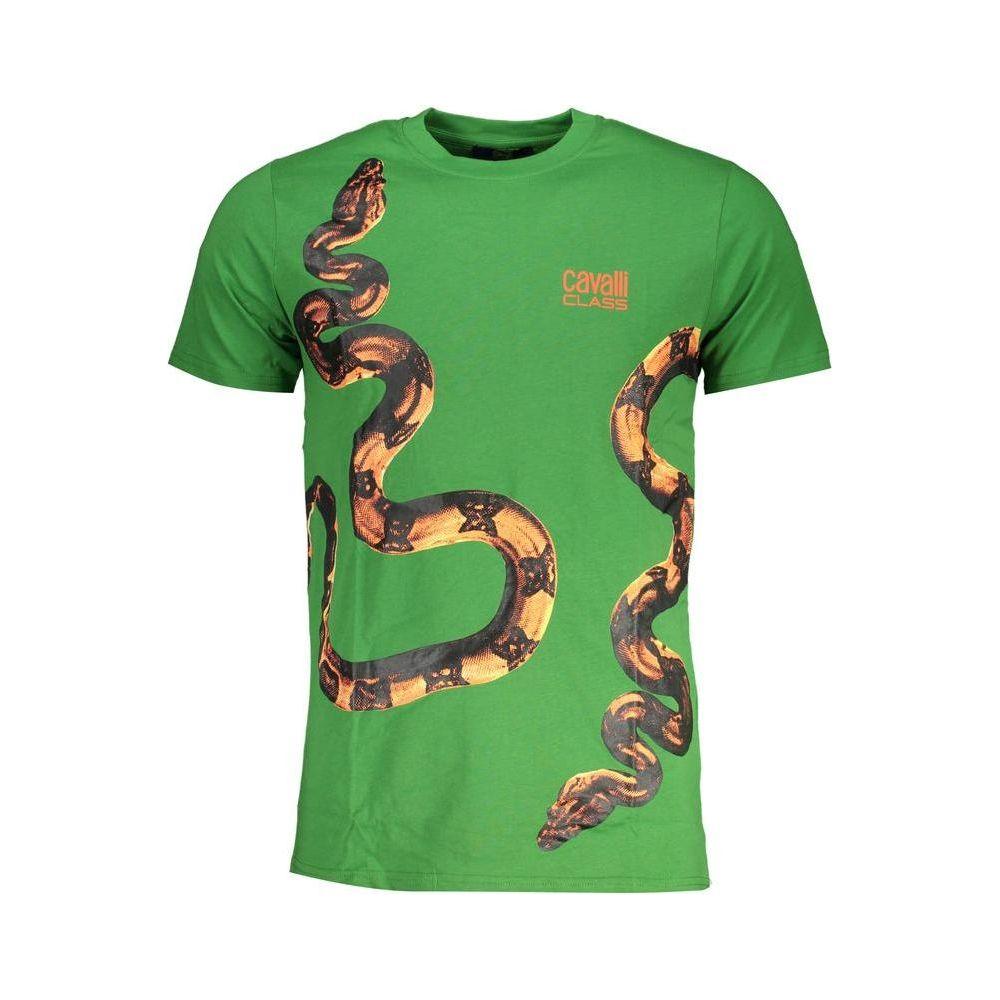 Cavalli Class Green Cotton T-Shirt Cavalli Class