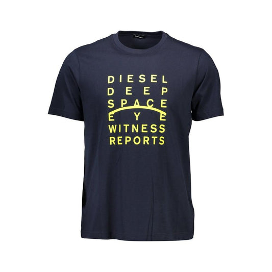 Diesel Sleek Blue Crew Neck Logo Tee Diesel