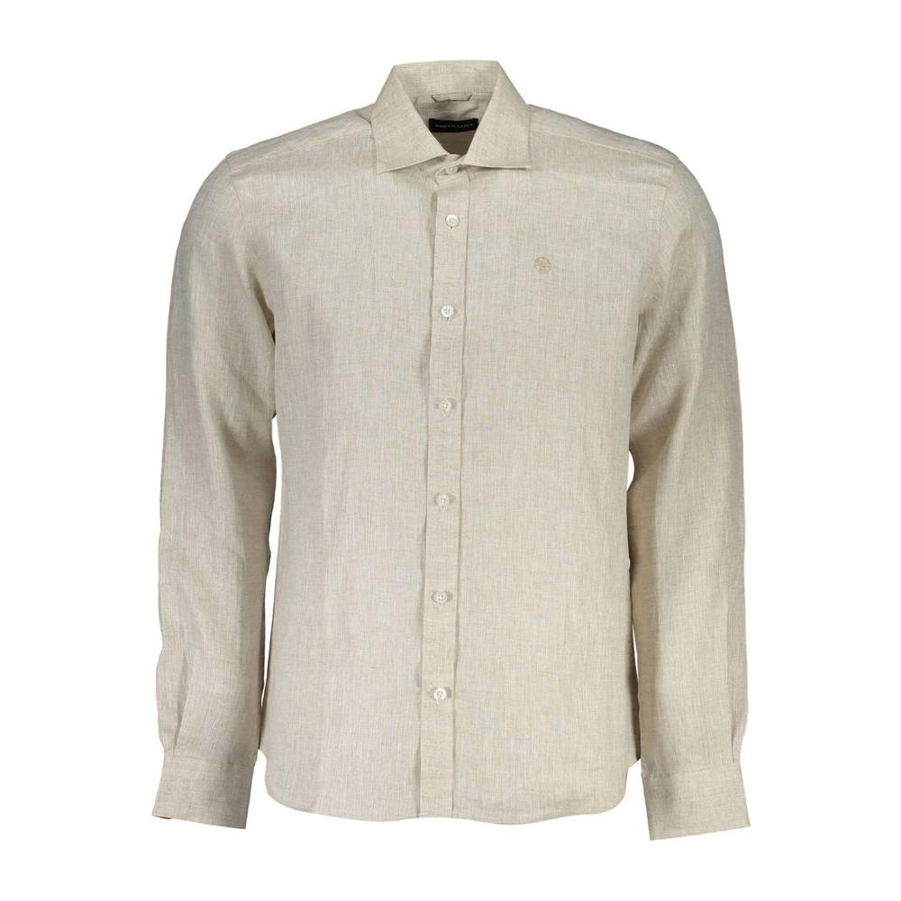 North Sails Beige Linen Men Shirt North Sails